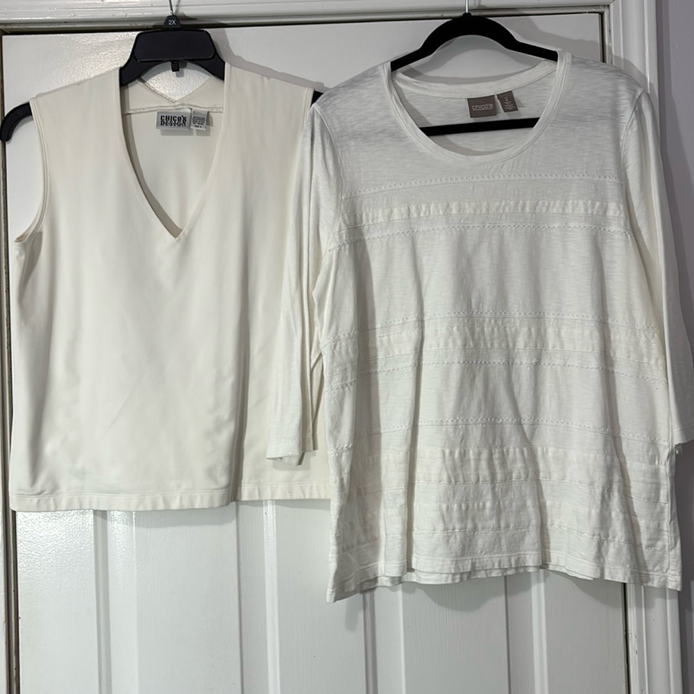 (2) Chicos brand tops. Size Large